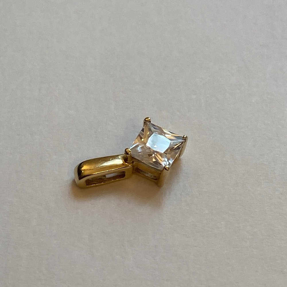 10K Yellow Gold Princess Cut CZ Diamond Pendant